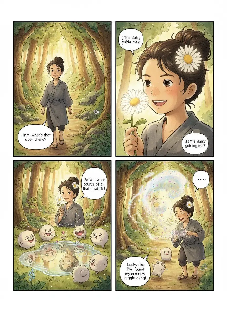 A multi-panel story page with dialogue.